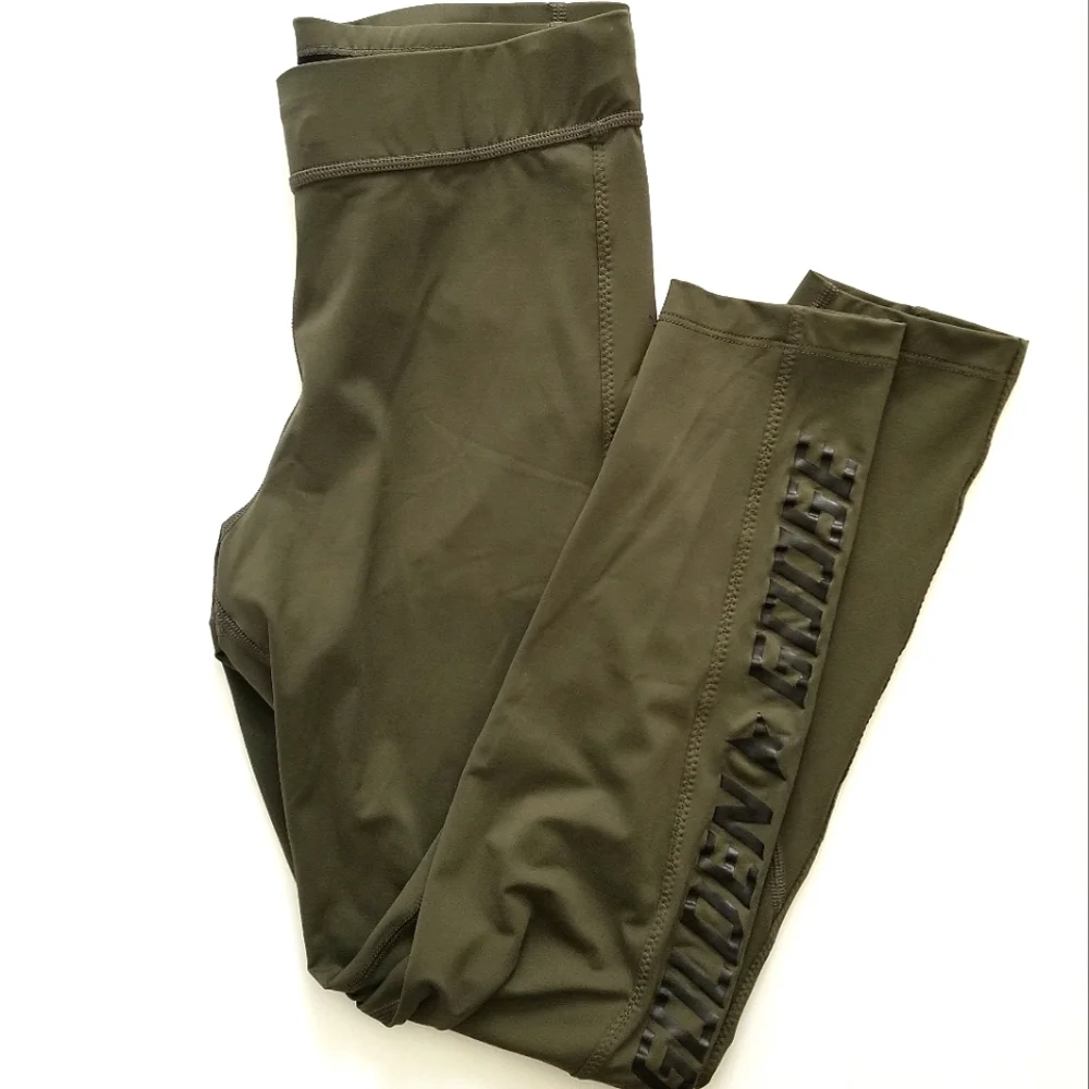Golden Goose Logo Leggings Size S Small Khaki Military Green - Picture 2 of 10